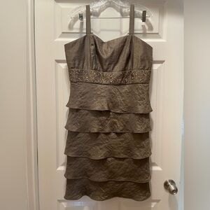 R&M Richards Collections Mocha Shimmer Cocktail Dress Size 16